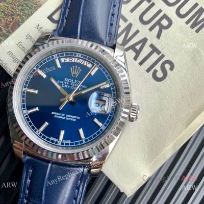 TRF V3 Swiss Rolex Day-Date 36mm Navy Blue Alligator Strap Replica watch